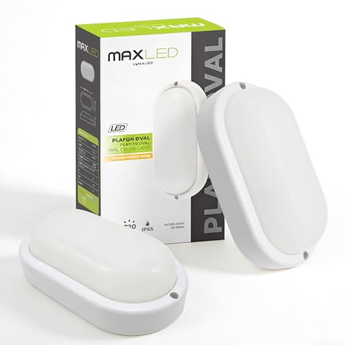 Maxled Light is Led! 2x 8W LED-Vägglampa Inomhus 720LM LED Väggbelysning för Vägg Eller Tak 3000K Varmvit IP65 Vattentät Utomhus Belysning För Trappor Korridorer Badrum Garage Källare Balkonger