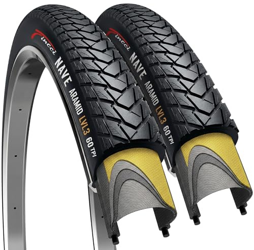 Pair 700 x 45c Gravel Bike Tyres - Foldable 47-622 with 1mm Anti Puncture