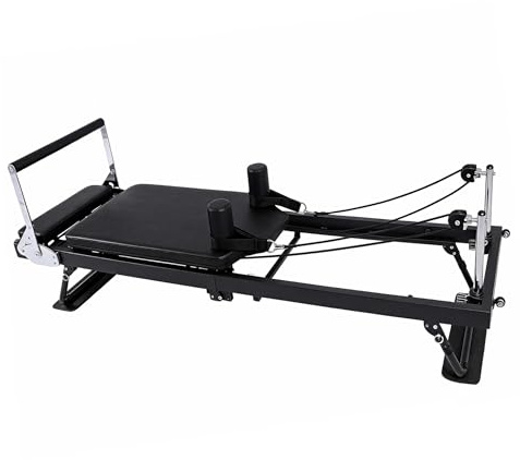 Máquina reformadora de pilates plegable con 5 muelles – 190 x 57 cm – Equipo de entrenamiento de cuerpo completo para entrenamiento en casa soporta hasta 125 kg – Entrenador de yoga en casa para