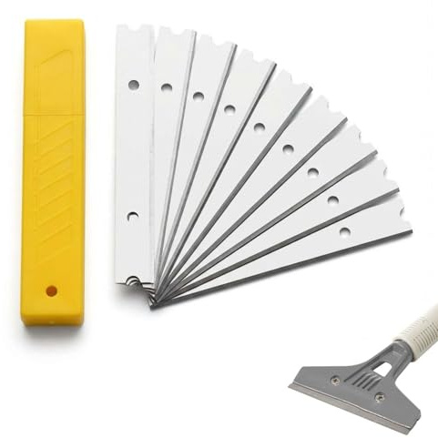 10 cuchillas de repuesto de 100 mm para rascador, cuchillas de acero al carbono extra afiladas para ventanas, raspador de papel pintado, raspador de vidrio, adhesivo y removedor de pintura, resistente