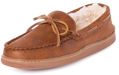 Minnetonka Men's 3902 Pile Hardsole Pile Lined Slipper,Brown,11 M US