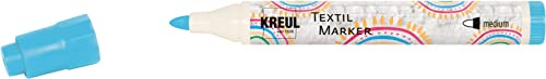KREUL 90767 - Textil Marker medium, Hellblau, Strichstärke circa 2 bis 4 mm, Stoffmalstift für helle Stoffe & Textilien, waschecht nach Fixierung