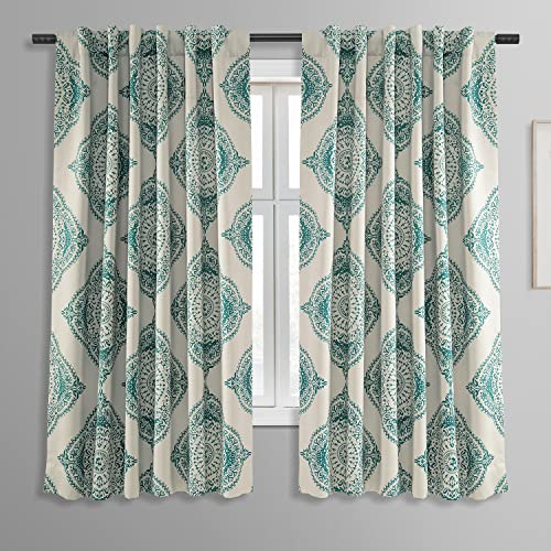 HPD Half Price Drapes Printed Room Darkening Curtains 50 X 63 (1 Panel), BOCH-KC27A-63, Henna Teal