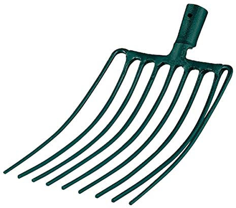 Leborgne, Fourche A Cailloux Douille 9 dents Manche Bois Certifié PEFC 100%, Emmanchement stable, Assemblé en France, Longueur total 166 cm, Largeur 28 cm, Acier forgé et trempé/Bois