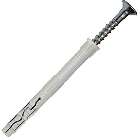 100 Stück PROFI Nageldübel 8 x 100 mm Nylon Schlagdübel Einschlagdübel Dübel vormontiert Senkkopf mit Schraubnagel