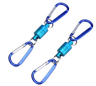 2 stücke Fliegenfischen Magnet Magnetic Net Release Halter Keepeln Magnetische Werkzeug Aluminium Shell Magnet Clip Kescher und Aluminiumlegierung Schnalle(Blau)
