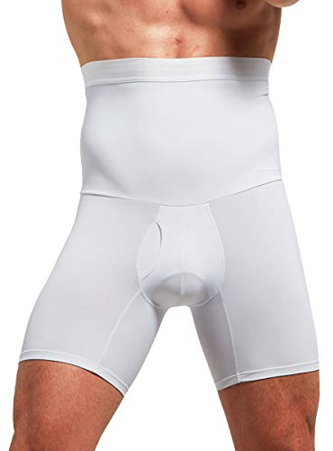 QUAFORT Pantalones cortos con control de abdomen para hombre, cintura alta, moldeadores de cuerpo, ropa interior para piernas