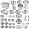 Cooking Utensils Set 25 Pieces Stainless Steel Kitchen Toys Pretend Play Pots Pans Toy Cookware Kits for Kids Come with a Handy Storage Box Role Play Educational Toys for Toddlers Small Size