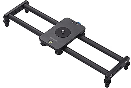 Andoer 40cm / 15inch Kohlefaserkamera Track Slider Video Stabilisator Schiene mit Mini-Kugelkopf-Telefonklemme für DSLR-Kamera Camcorder DV Film Fotografie Zubehör Belastbarkeit 5kg
