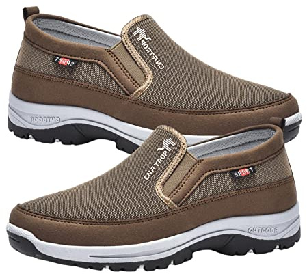 FOCCAR Chaussures orthopédiques pour homme | Chaussures à enfiler avec soutien de la voûte plantaire | Chaussures bateau décontractées pour la marche