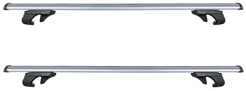 Auto Accessori Lupex - Barre portapacchi universali da 120 cm per tettuccio auto, con serratura antifurto, per binari rialzati con larghezza fino a 105cm - Conf da 2 pezzi, Grigio