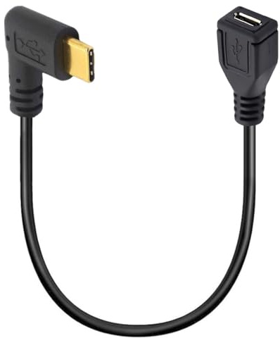 OpenII Cavo da micro USB a tipo C, con angolo di 90 gradi, adattatore da USB C maschio a micro B femmina, convertitore per MacBook Pro, laptop, dispositivi Android (lato USB C/tipo C)