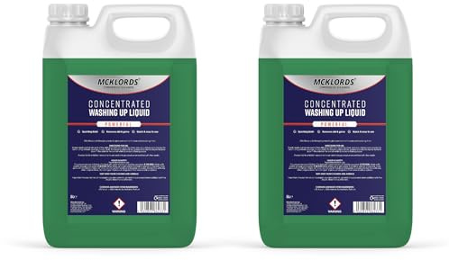 McKLords Commercial - Original Aloe Vera Washing Up Liquid - High Strength Dishwashing Liquid for Commercial Kitchens & Catering Use - Long-Lasting Foam Cuts Through Grease - 10L (2X5L)