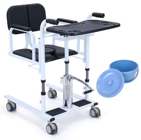 silla orinal,wc portatil adultos,hidráulico para el hogar, Silla de ruedas de transferencia portátil,elevador wc adulto,con asiento dividido de 180 °,Carga segura de 200 kg Black D