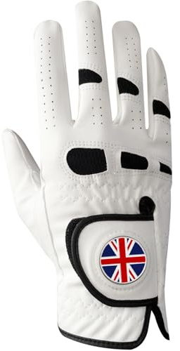 AMRTA Golf Gloves Men Left Right Hand With Ball Marker Leather 1 Pack, Left Right Handed Golfer Gloves Anti-slip Grip Soft Comfortable Breathable (M, Right)