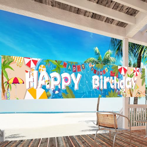 Allestimento Compleanno Pool Party Decorations - Happy Birthday Banner and Summer Party Supplies