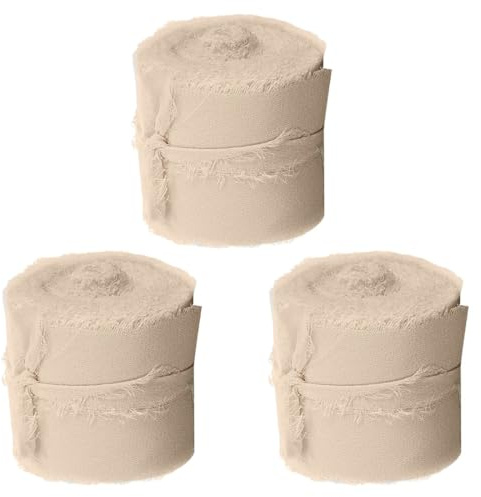 ZILZUFA Nastro in Chiffon Crema Beige Nastro con Fiocco Nastro in Tessuto per Matrimoni 15 m x 30 mm