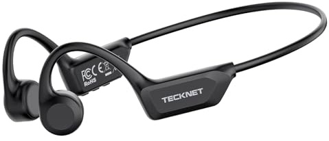 TECKNET Bone Conduction Headphones, Bluetooth V6.0 Open Ear Headphones, Wireless Headphones 10H Playtime & IPX5 Waterproof, Comfortable Fit Built-in Mic, Sport Headphone for Running & Workout -Black