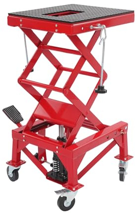 DAOHHFO Elevador hidráulico de motocicleta de 200 kg, plataforma elevadora de caballete central con 4 ruedas, elevador hidráulico de tijera para motocicleta, altura ajustable 350-870 mm, para
