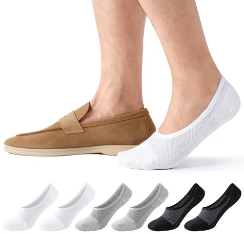 Effeet Men’s No Show Trainer Socks, Cotton Invisible Loafer Socks | Breathable low cut socks with non-slip heel grips for trainers, sports and everyday wear in summer