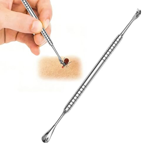 AEUXZA Set Zecche 2-in-1 Professionale, Pinzetta in Acciaio Inox & Gancio per Zecche per Uomo, Cane, Gatto & Animali – Rimozione Sicura e Facile con Scatola di Conservazione
