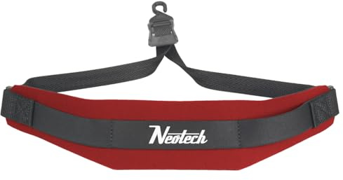 Neotech Saxophone Strap - Regular - Open Hook Neck Strap for Saxophone, Clarinets, English Horns & More - Comfortable Neoprene Instrument Neck Strap - Red