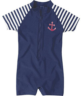 Playshoes UV-Schutz Einteiler Unisex Kinder Badeanzug Schwimmanzug Badebekleidung, Maritim, 110/116