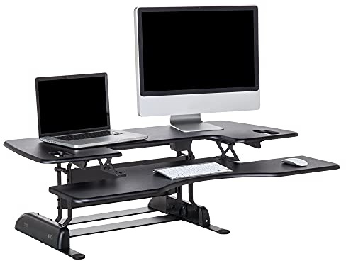 Vari VariDesk Pro Plus 48 - Adjustable Desk Converter with 11 Height Settings - Laptop Sit Stand Desk Riser for Home Office, Table Tops, Workspace - Fully Assembled with Spring Loaded Lift - Black