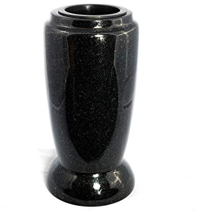 Vase funéraire MONUMENT en granit véritable suédois noir, hauteur 23 cm/Ø 12 cm, décoration funéraire résistante aux intempéries Vase en granit avec insert en plastique