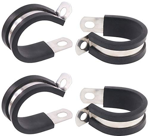 Keadic 20Pcs 1-1/8 Inch (28mm) Rubber Cushioned Insulated Clamps Stainless Steel, Metal Clamp, Tube Holder for Tube, Pipe or Wire Cord Installation