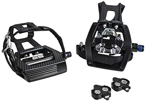 BV Fahrradpedale Shimano SPD/Look Delta kompatibel 9/16 Zoll mit Zehenclips – Peloton Pedale für Normale Schuhe – Zehenkäfige für Peloton Bike – Heimtrainer Pedale – Universal Fit Fahrradpedal