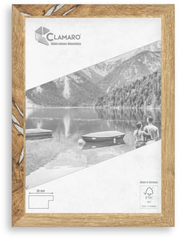 Clamaro COLLAGE Cadre Photo 25x35 | Chêne ancien | Cadre en MDF avec verre acrylique incassable, panneau arrière et crochets en métal (profil de cadre largeur 30 mm)