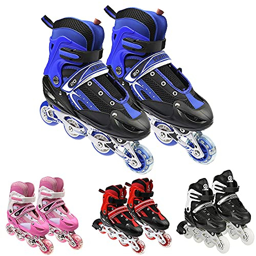 Roller en Ligne, Patins à roulettes réglables pour Enfants 3 à 9 Ans, modifiable Rollers Enfant Patins à Glace réglables 3 en 1 pour Fille et garçon et Femme Lumières Amusantes pour Débutants