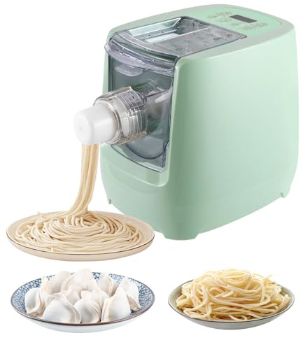 Treliamd Electric Pasta Maker, Automatic Pasta Maker Machine with 13 Discs for Spaghetti & Fettucine and More, Noodle Pasta Maker Machine with Measuring Cups & Flour Cup, for Home Kitchen