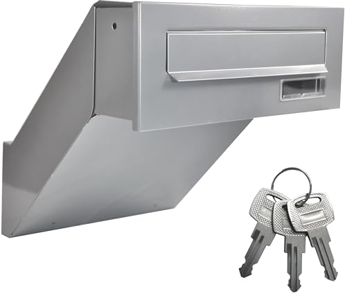 ALSTEN TECH Buzón de pared para tu casa u oficina, para muro, empotrable, con placa para nombre, buzones en color plateado, ranura A4, acero galvanizado, revestimiento de polvo