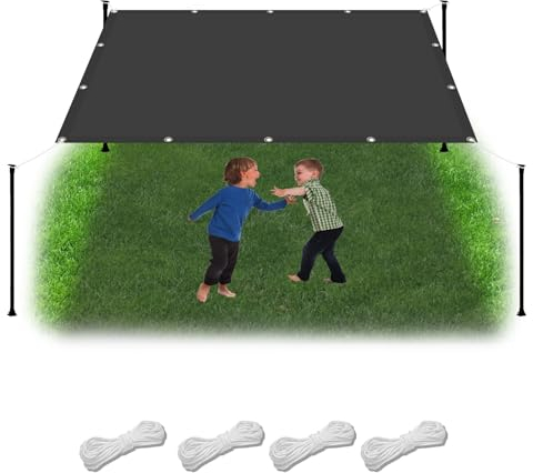 Markisenstoff 3.6 x 6 m Wasserdicht Sonnenschirm Balkon Reißfest UV-Schutz nach Mass Polyestergewebe Mit Seil Sonnensegel Sonnenschutz für Garten Terrasse, Dunkelgrau