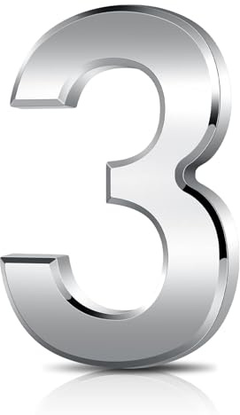 Numeri per porte da 7,6 cm, autoadesivi 3D, numeri da 0 a 9, numeri indirizzi, numeri civici impermeabili, adesivi per caselle postali, appartamenti, hotel, cortili, bar, argento (argento 3)