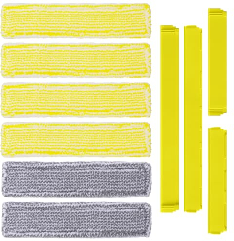 Wiseten Accessories for Kärcher Window Vacuum Cleaner WV6 WV 6 Plus WV7, 6 Pieces Microfibre Mop Covers and 4 Pieces Rubber Blade Puller Replacement Accessories for Kärcher WV6 WV 6 Plus WV7