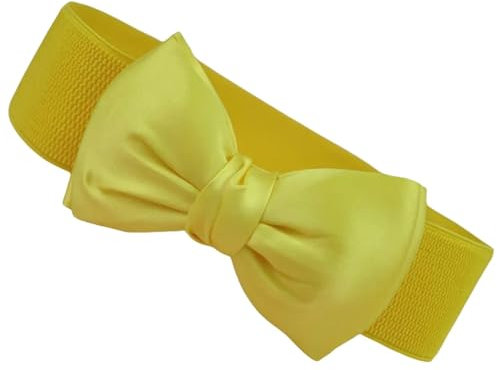 YIMAIWLX gürtel Damen Frauen Elastizität Breiter Stretchschnalle Bogenknoten Bugbind-gelb