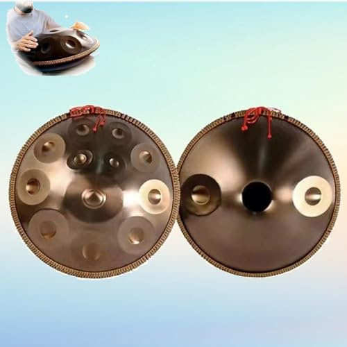 Handpan Drum Steel Hand Pan, 9/10/12/14 Notes Hand Drum In D Kurd Minor, 432 Hz Handpan Drums Percussion Instrument Steel Handpan Drum, With Handpan Bag, 2 Mallets And Hand Drum Stand(9Notes)