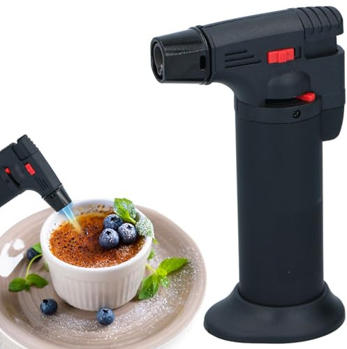 URBN-CHEF Professional Refillable Butane Blow Torch with Adjustable Flame, Perfect for Creme Brulee, Searing, BBQs, Safety Child Lock, Portable Design and Durable Construction