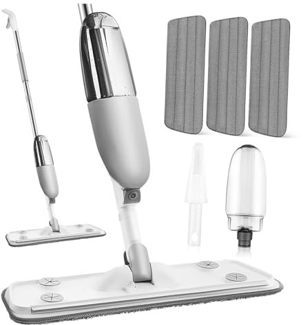 Healeved Pulverizadora Refillable con Almohadillas Lavables Trapeador De Piso Rotatorio para Limpieza para y