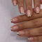 24PC Short Square False Nails with Glue - Nude French Tip Press on Nails with Gold Liner - 12 Sizes Full Cover Acrylic Tips and Glue Stick on Nails for Women