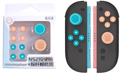 GEEMEE Tapas de Recambio Compatible con Nintendo Switch 2,Tapa de Botones de Pulgar Compatible Cubierta de Silicona Suave Joystick Cap, Thumbstick Analog Stick Grips,10 Piezas -Rojo y Azul