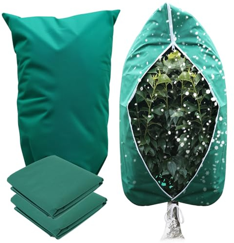GUKULIVEL 2 Packs Garden Fleece Frost Protection 80gsm 120x180CM – Plant Fleece for Plants Protection from Frost, Horticultural Fleece Bags with Zipper & Drawstring, Plant Covers for Outdoor Use