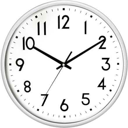 20 cm Silberner Lautlos Wanduhr Ohne Tickgeräusche, Leicht zu Lesen Wanduhr