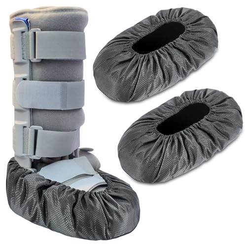 Shyyween 2 Pcs Air Cam Walking Boot Covers Waterproof, Gray, Large