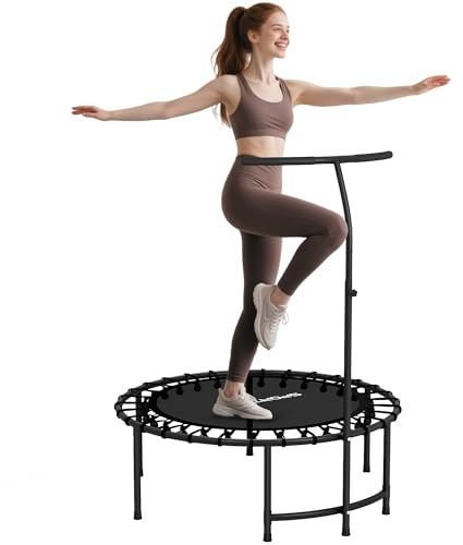 SPORTNOW Trampoline de Fitness 102 cm, Capacité 100 kg, Cadre en Acier Noir | Cordes Élastiques, Poignée Réglable 5 Positions, Trampoline d'Exercice, Pour Gymnastique, Entraînement