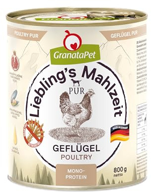 GranataPet Liebling's Mahlzeit Aves Pur, Comida húmeda para Perros, Comida para Perros sin Cereales ni aditivos de azúcar, pienso Completo con Alto Contenido de Carne y aceites, 6 x