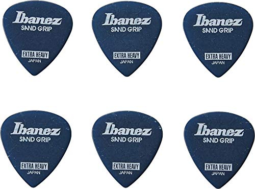 IBANEZ Grip Wizard Series Sand Grip Flat Pick Crack Modell - blau 6 Stück (PPA16XCG-DB)